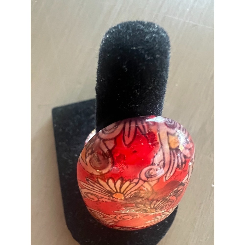 Modern Resin Statement Ring Red Floral Scroll Acrylic Art Ring Size 7 Boutique‎ - Picture 5 of 10